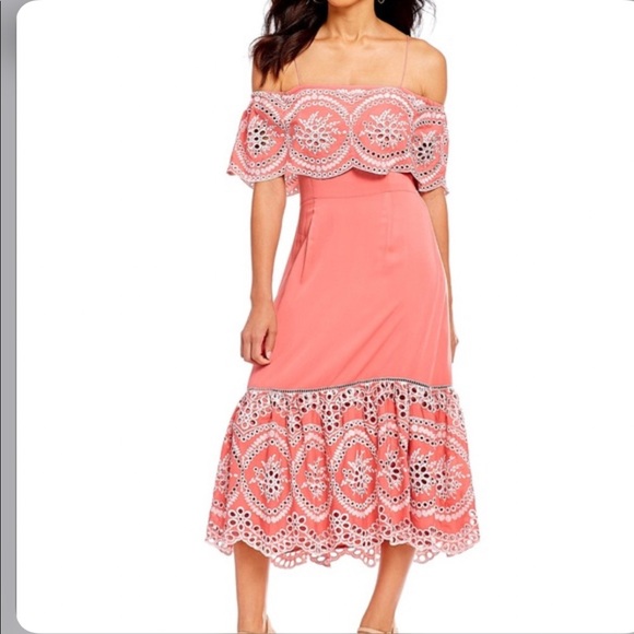Gianni Bini Dresses & Skirts - Gianni Bini Coral Off-Shoulder Dress